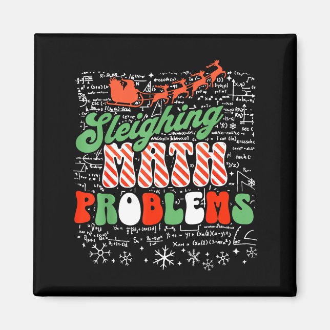 Imã Retro Sleighing Math Problems Santa Math Teacher C (Frente)