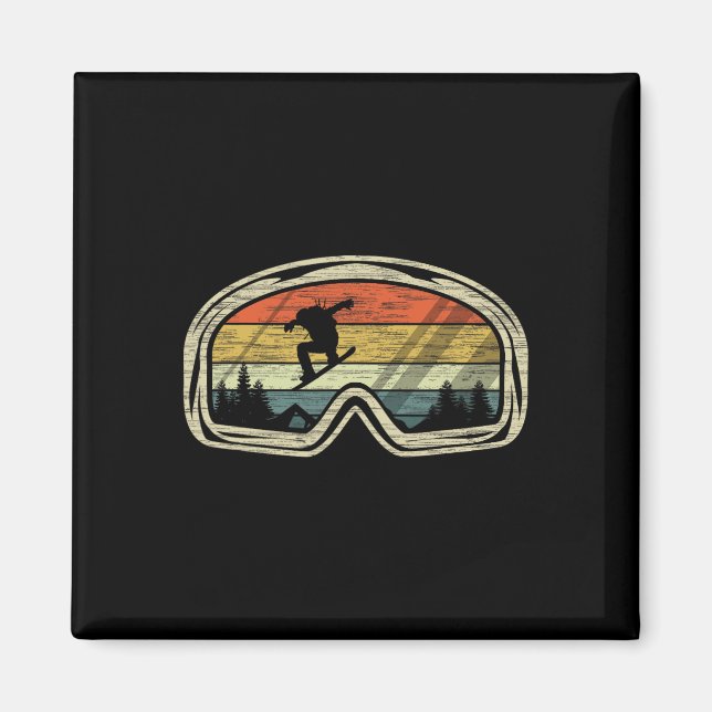 Imã Retro Snowboard Goggles Mountain Snow Winter Sport (Frente)