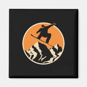 Imã Retro Snowboard Snowboarder Oferece Win Snowboard