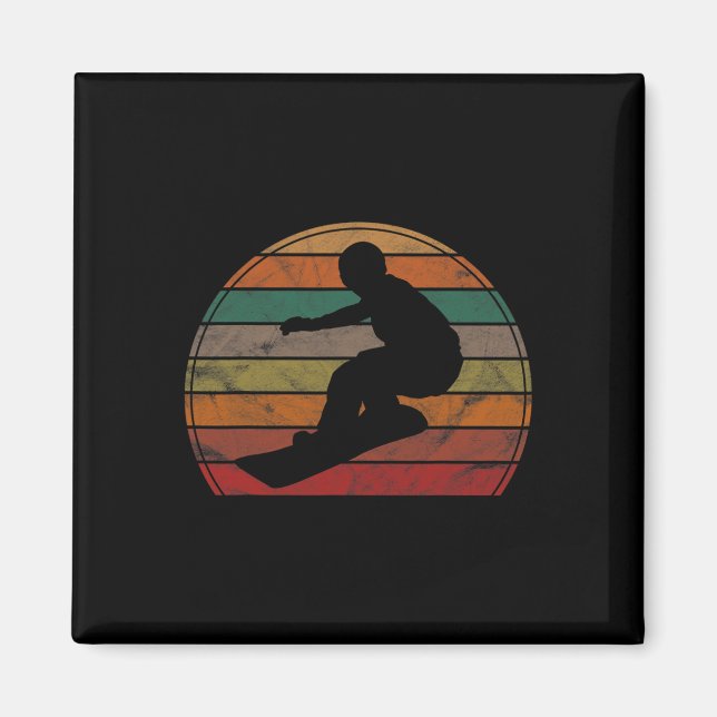 Imã Retro Snowboard Sunset Snowboarder Gift Snowboardi (Frente)