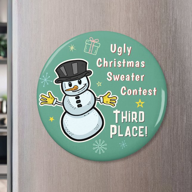 Imã Retro Snowman Ugly Christmas Swetodas (Criador carregado)