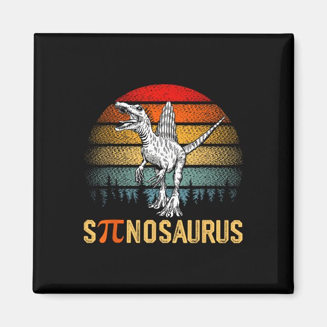 Imã Retro Spinosaurus Feliz Dia Pi (Frente)