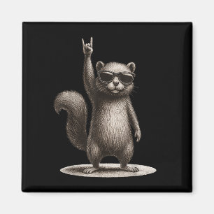 Imã Retro Squirrel Rock Music Engraçado Homens Mulhere