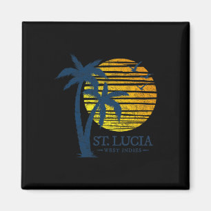 Imã Retro St Lucia Praia Pôr do Sol Meninos Meninas Le