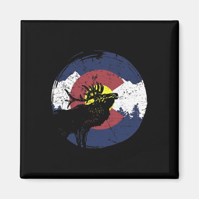 Imã Retro State Flag Colorado Rocky Mountains Skiing A (Frente)