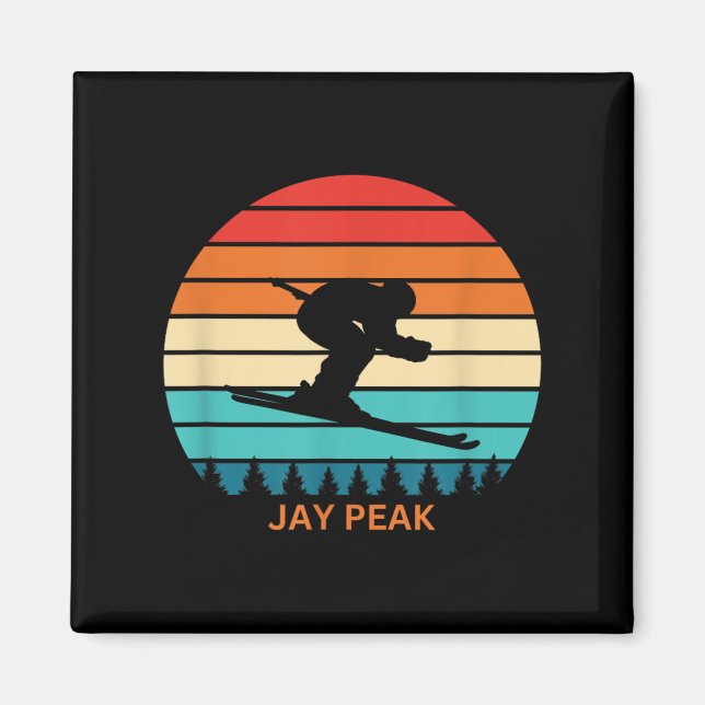 Imã Retro Sunset Jay Peak Vermont Skiier (Frente)