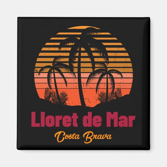 Imã Retro Sunset Lloret de Mar Férias de Espanha (Frente)
