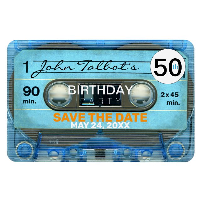 Ímã Retro T4 Audiotape 50º aniversário Salve a data FP (Horizontal)