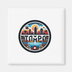 Imã Retro Tampa Florida - Tampa Bay Skyline F