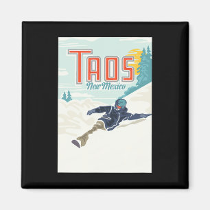 Imã Retro Taos Ski Valley Novo México Esquiando Snowbo