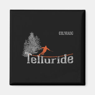 Imã Retro Telluride Colorado Em Esqui Em Coloração