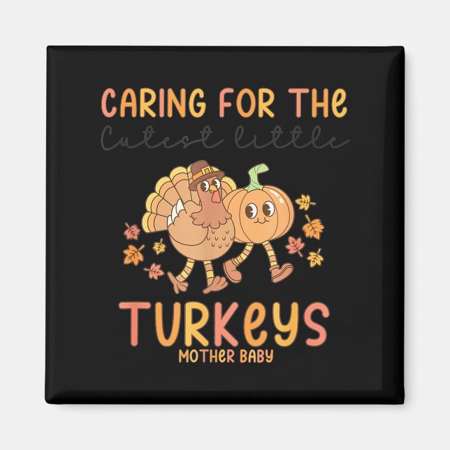 Imã Retro Thanksgiving Mother Baby Nurse Stpartum Mate (Frente)