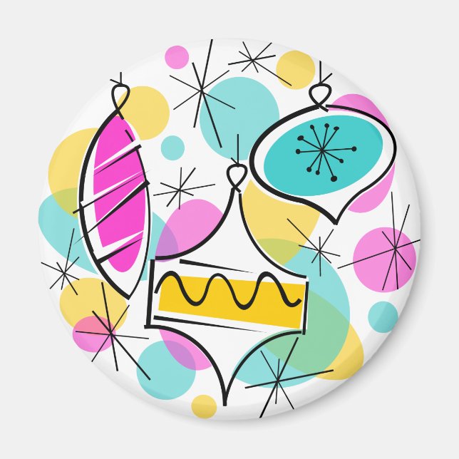 Imã Retro Tree Baubles com ímã (Frente)