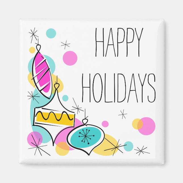 Imã Retro Tree Baubles Corner Holidays magnet (Frente)