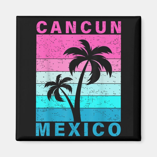 Imã Retro Tropical Sunset Cancun Beach Mexico Summer V (Frente)