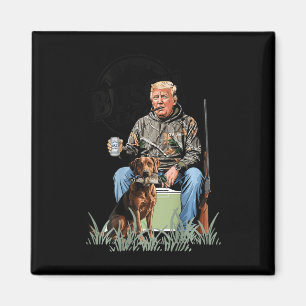 Imã Retro Trump Hunting Deer Funny Bebendo Beer Hunti