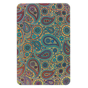 Ímã Retro Turquoise Rainbow Paisley motif