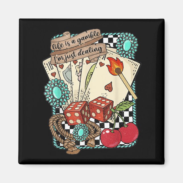 Imã Retro Turquoise Western Wild West Cowboy Cowgirl  (Frente)