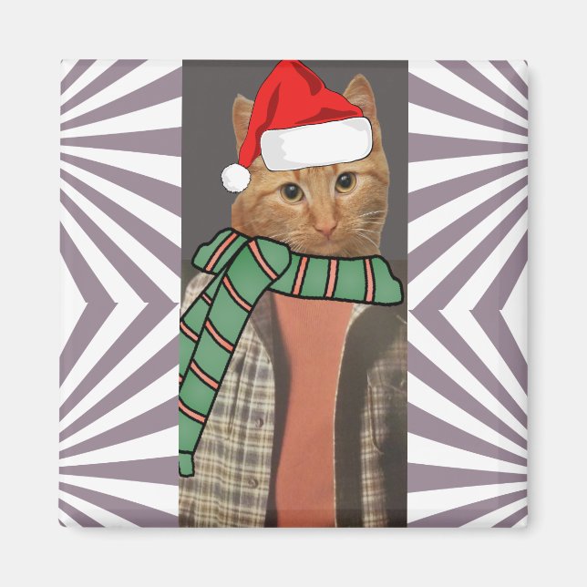 IMÃ RETRO VERMELHO GINGER CAT FUNNY MAGNET 1970 (Frente)