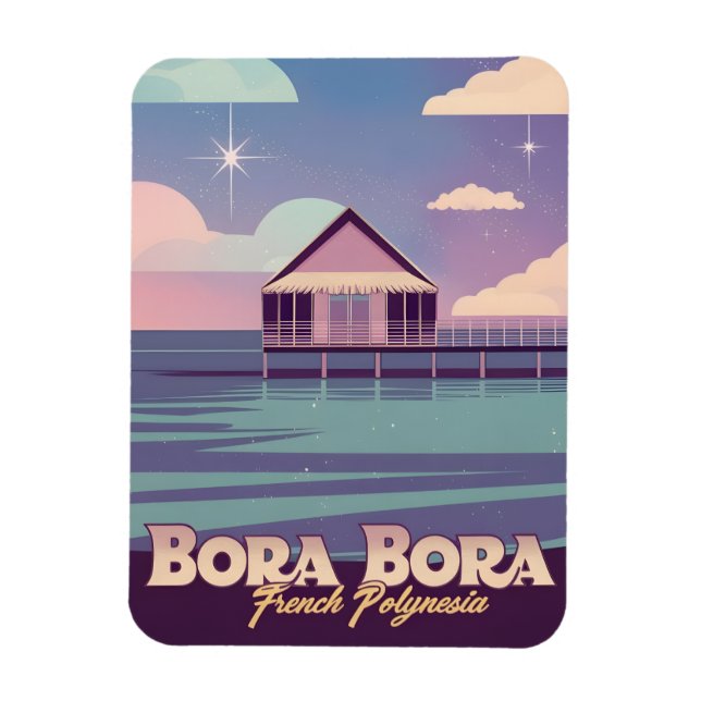 Ímã Retro Viagem 80s Neon Bora Bora Polinésia Francesa (Vertical)