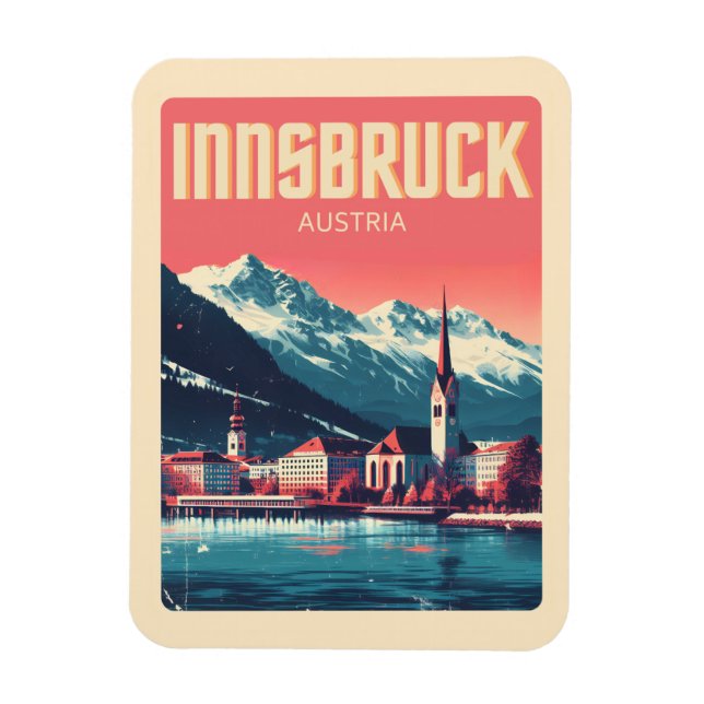 Ímã Retro viagem Innsbruck Tyrol - Presentes dos Alpes (Vertical)