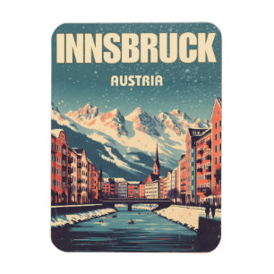 Ímã Retro viagem Innsbruck Tyrol - Presentes dos Alpes