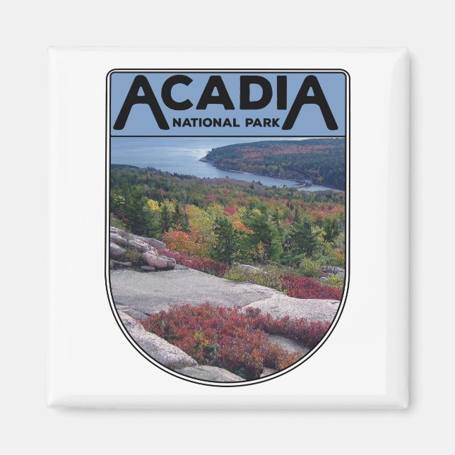 Imã Retro Vintage Acadia National Park Ilha Maine (Frente)