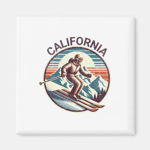 Imã Retro Vintage California Ski Resort Winter Skiing