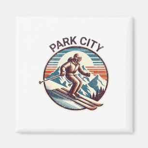 Imã Retro Vintage Park City Utah Ski Resort Winter Ski