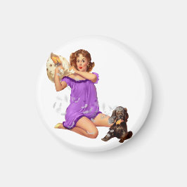 Imã Retro Vintage Travesseiro Fight Pinup Girl With Pu