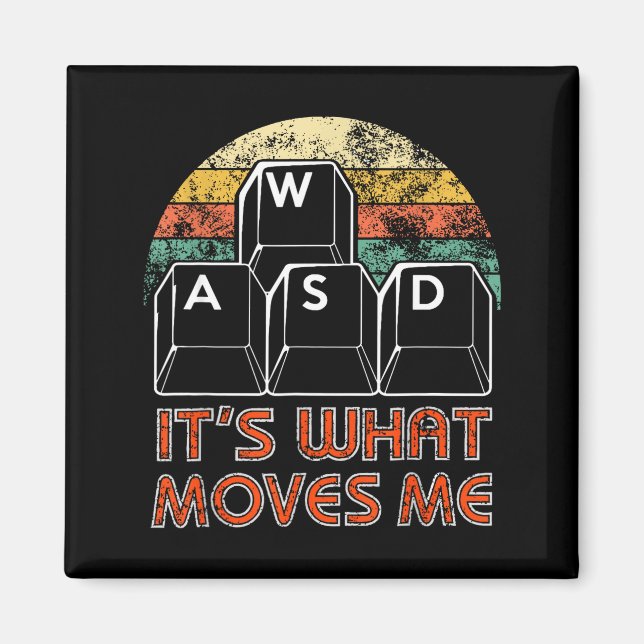 Imã Retro Wasd Gaming Keys Funny Pc Gamer Design  (Frente)
