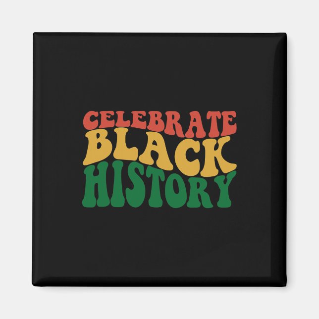 Imã Retro Wavy Celebre a História Negra Bhm Orgulho Af (Frente)