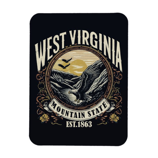 Ímã Retro West Virginia (Vertical)