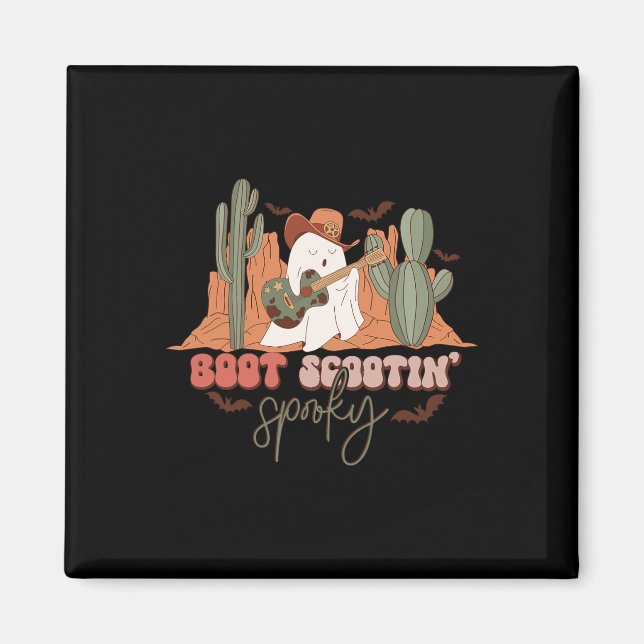 Imã Retro Western Halloween Cute Fogueira Boot Scooti (Frente)