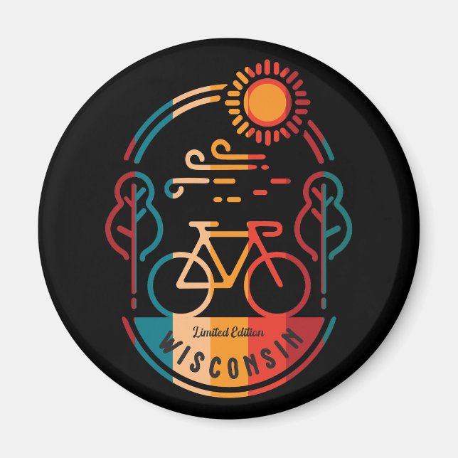 Imã Retro Wisconsin Bike Trail (Frente)