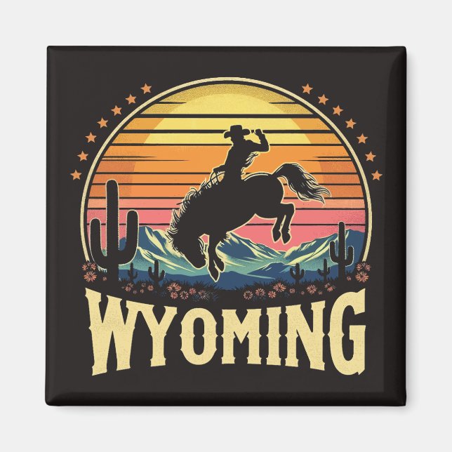 Imã Retro Wyoming Cowboy (Frente)