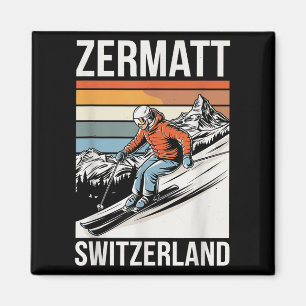 Imã Retro Zermatt Suíça Estação de Esqui, Diversão Alp