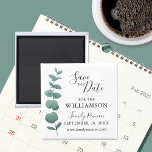Imã Reunião da Família Eucalyptus Salvar a Data<br><div class="desc">Informe a sua família sobre a data para a próxima Reunião Familiar com esta imã salve a data na moda. Ele apresenta uma simples aquarela de eucalipto com tipografia elegante. Facilmente personalizável. Use a Ferramenta Design para alterar o tamanho, o estilo ou a cor do texto. Porque nós criamos a...</div>