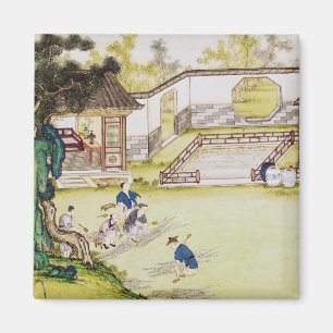 Imã Reunindo bambu para fazer papel