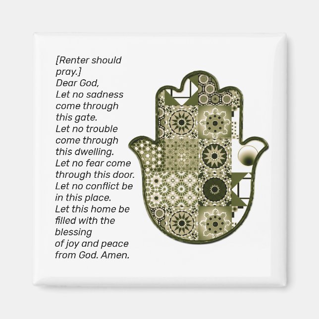 Imã Revisit Square Khamsa Hand Magnet 2 Renter (Frente)