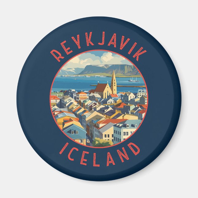 Imã Reykjavík Islândia Círculo Retroalterado (Frente)