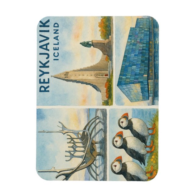 Ímã Reykjavik Islândia multivisual (Vertical)