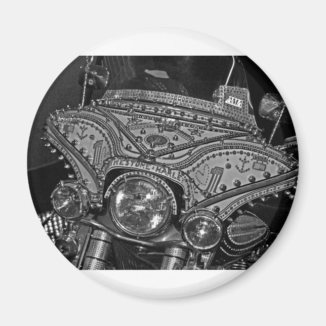 Imã Rhinestone Harley em bw (Frente)