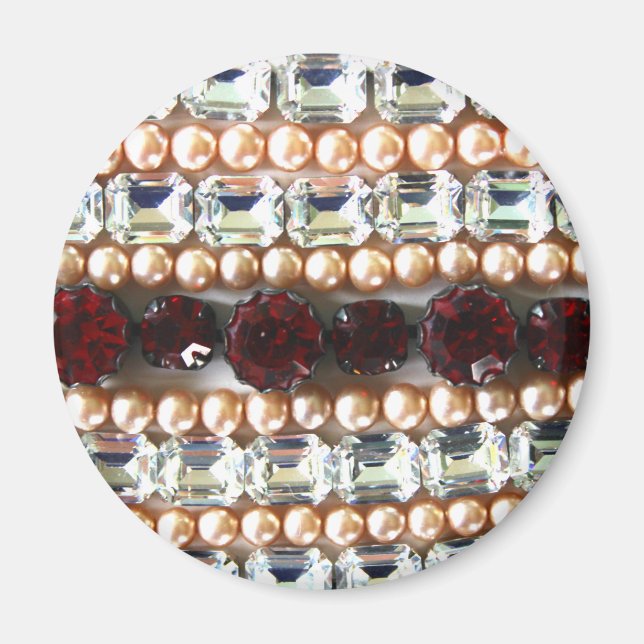 Imã Rhinestones e pérolas - jóias vintage (Frente)