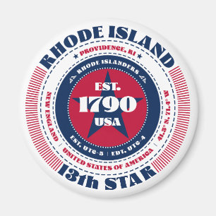 Imã Rhode Island Circle Typografia Souvenir Magnet