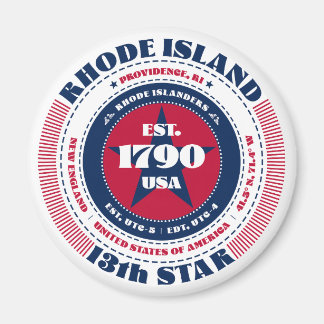 Imã Rhode Island Circle Typografia Souvenir Magnet