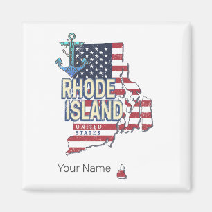 Imã Rhode Island Estados Unidos - Retro State Map Vint
