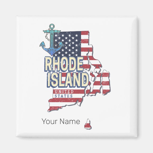Imã Rhode Island Estados Unidos - Retro State Map Vint (Frente)