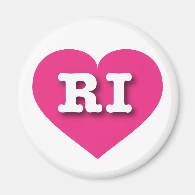 Imã Rhode Island Hot Pink Heart - Eu amo RI (Frente)