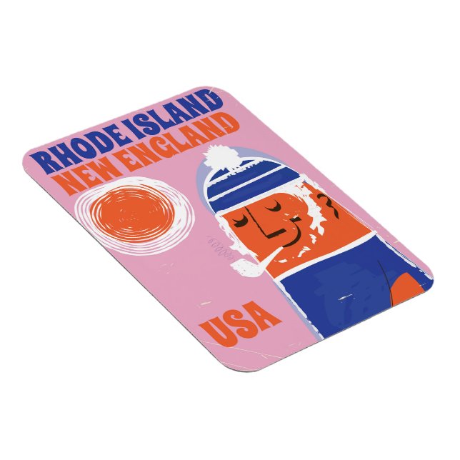 Ímã Rhode Island, pescador da Nova Inglaterra, pôster  (Lado Direito)